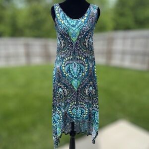 New York & Company Blue and Black Asymmetrical High-Low Sundress